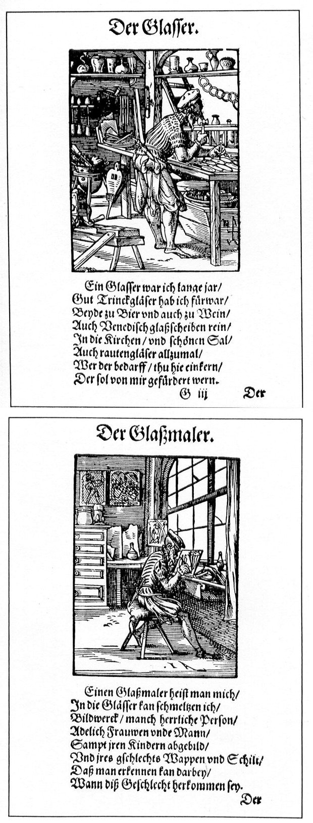 Gravures de Jost Amman, dans l'ouvrage Panoplia Omnium Artium, 1568