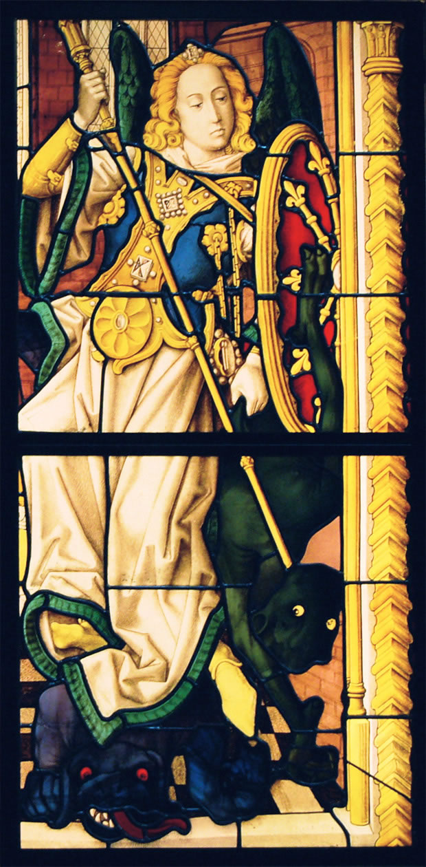 Stained glass: St Michael, Bruges