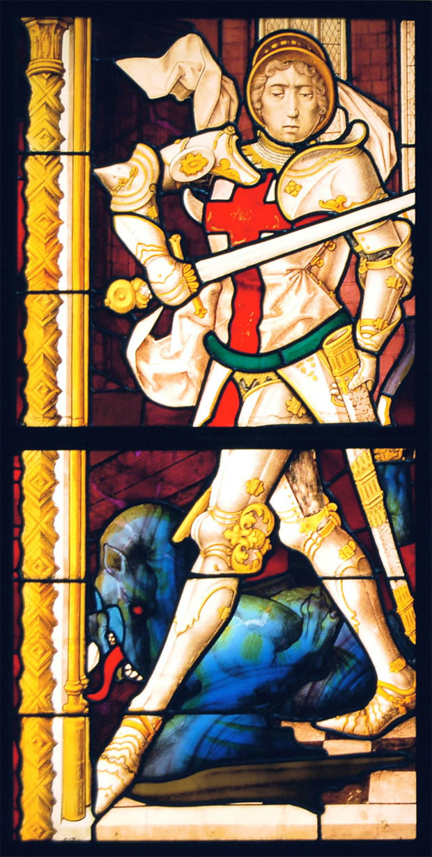 Stained glass: St George, Bruges