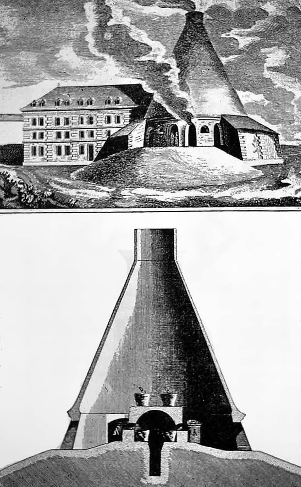 Engraving: English-style glass furnace