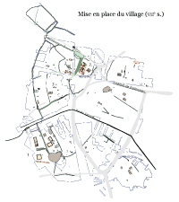 Relevé : Serris les Ruelles, mise en place du village à l'époque mérovingienne (7e siècle) (crédit F. Gentili / INRAP)