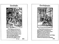 Gravures de Jost Amman, dans l'ouvrage Panoplia Omnium Artium, 1568