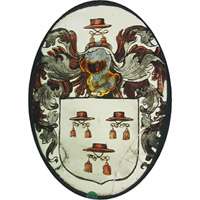 Picture: Oval roundel with helm, coat of arms and mantling