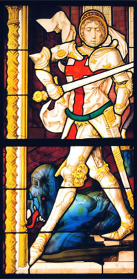 Stained glass: St George, Bruges
