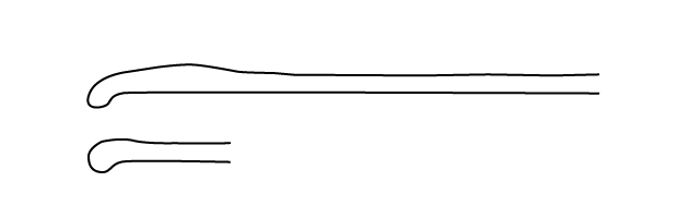 Dessin : sections de verres à vitre à bord rentré (P. Cosyns)