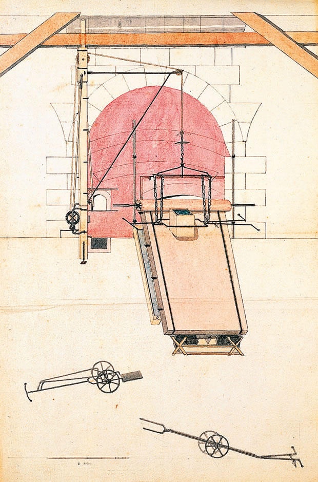 Plan aquarellé : table de coulée