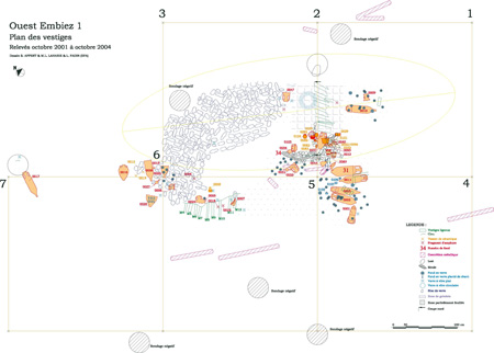 Épave Ouest-Embiez 1 : plan général des vestiges, mise au net Sébasttien Appert, Marie-Laure Laharie (CNRS), Lionel Fadin (Ecole française d'Athènes)