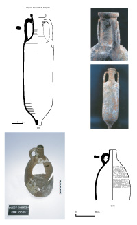 Dessin et photographie : Types d’amphores attribuables au fret (Dessins Camille Damon et Guergena Guionova, photographies et infographie Stéphane Cavillon, DRASSM)