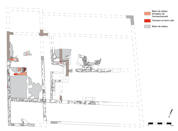 Plan de la basilique dans son dernier état (phase IV),(crédit L. Pirault / INRAP, 2005)