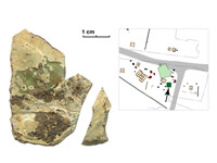 Photographie : Serris les Ruelles, habitat paysan, 10e-11e siècles, fragment de verre altéré (Crédit F. Gentili / INRAP)