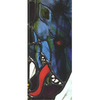 Stained glass: St George, Bruges, detail